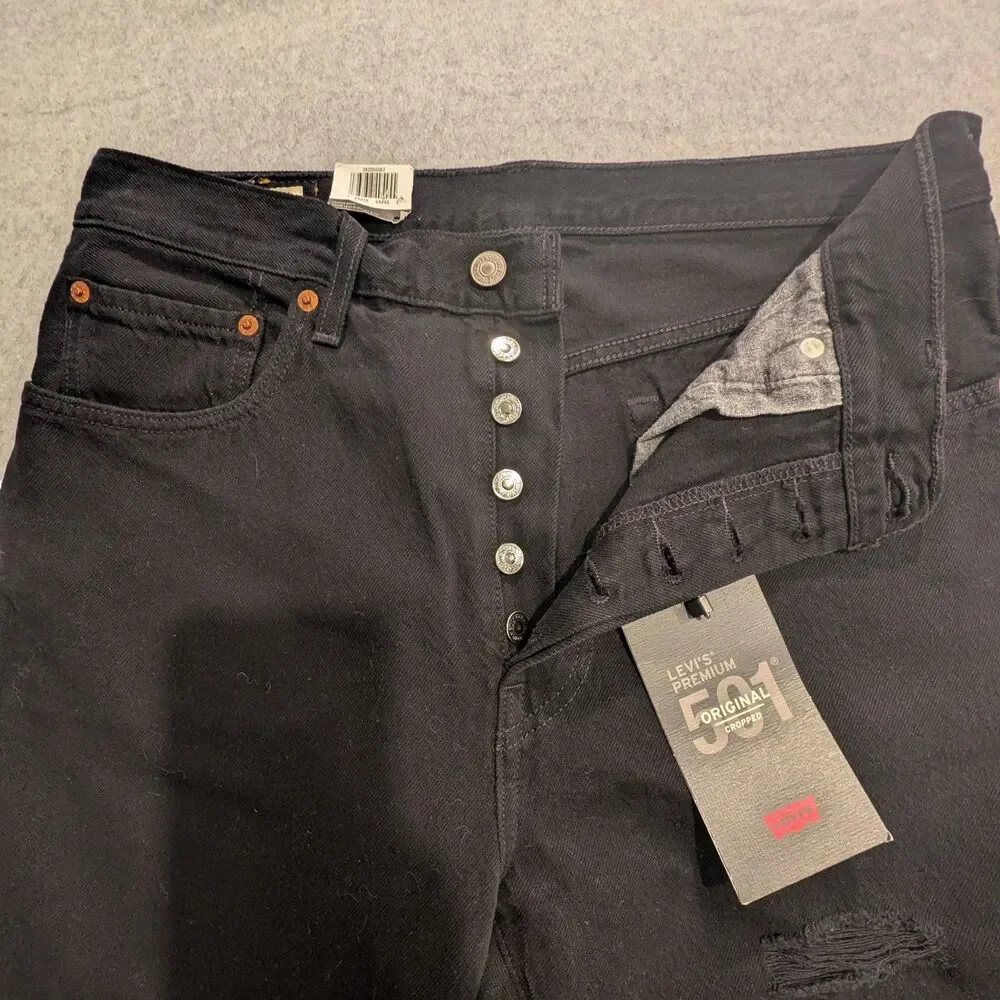 NWT Levi's 501 Original High Rise Straight Raw Frayed Hem Jeans Women Size 31x28